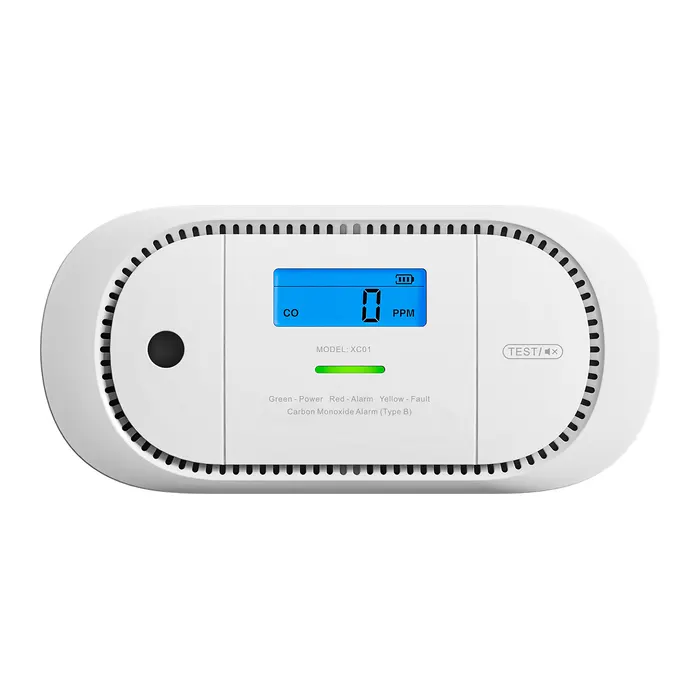 X-Sense XC01-M, avlång vit kolmonoxidvarnare med display